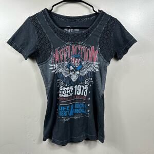 Affliction Women’s Short Sleeve Graphic T Shirt Size XS- Black